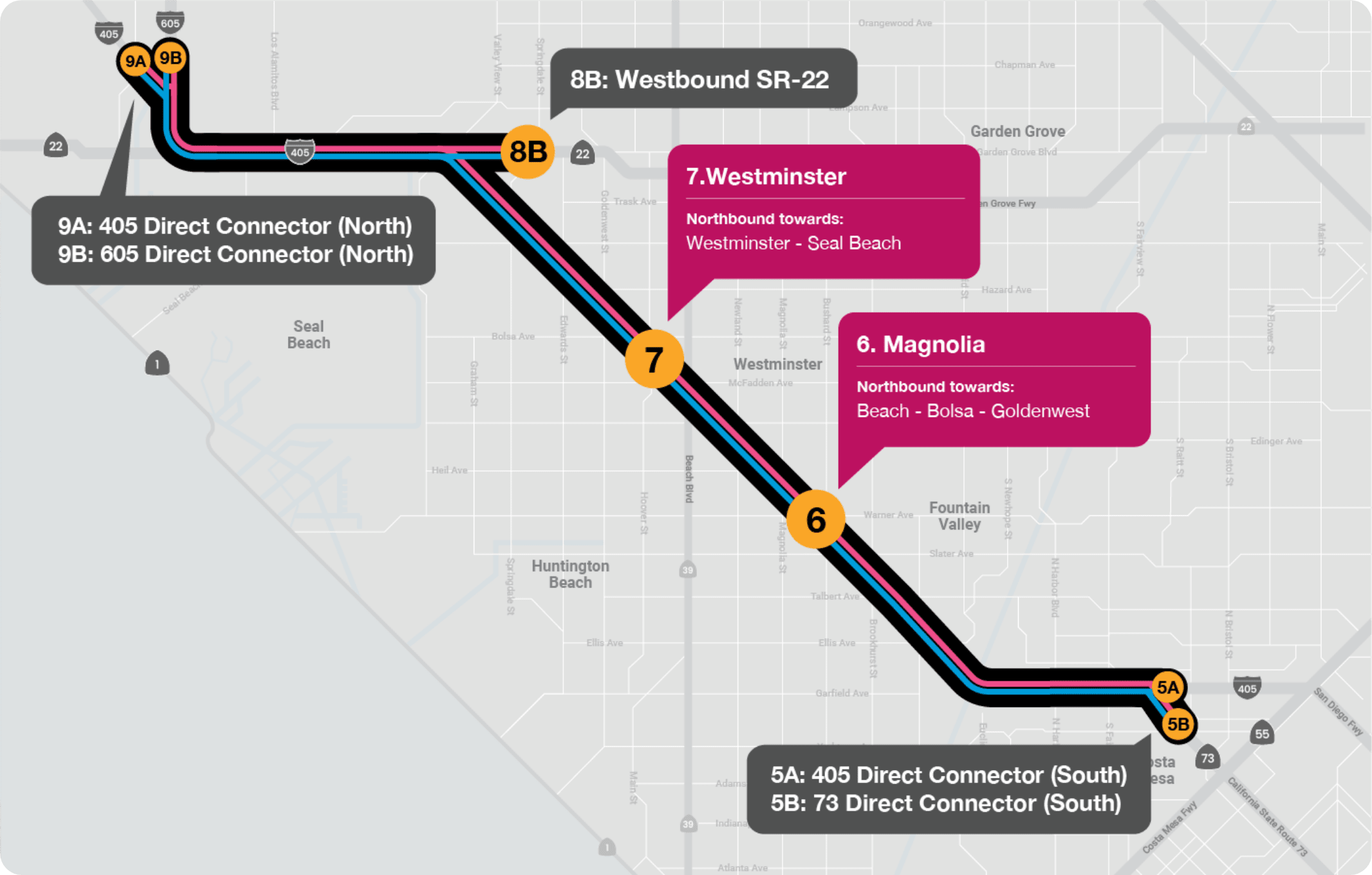 map of 405 express lanes