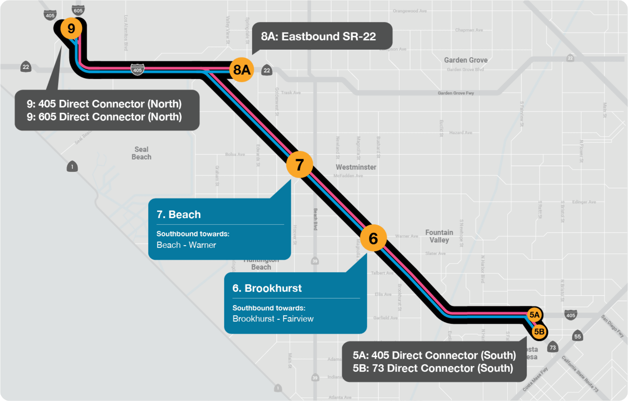 map of 405 express lanes